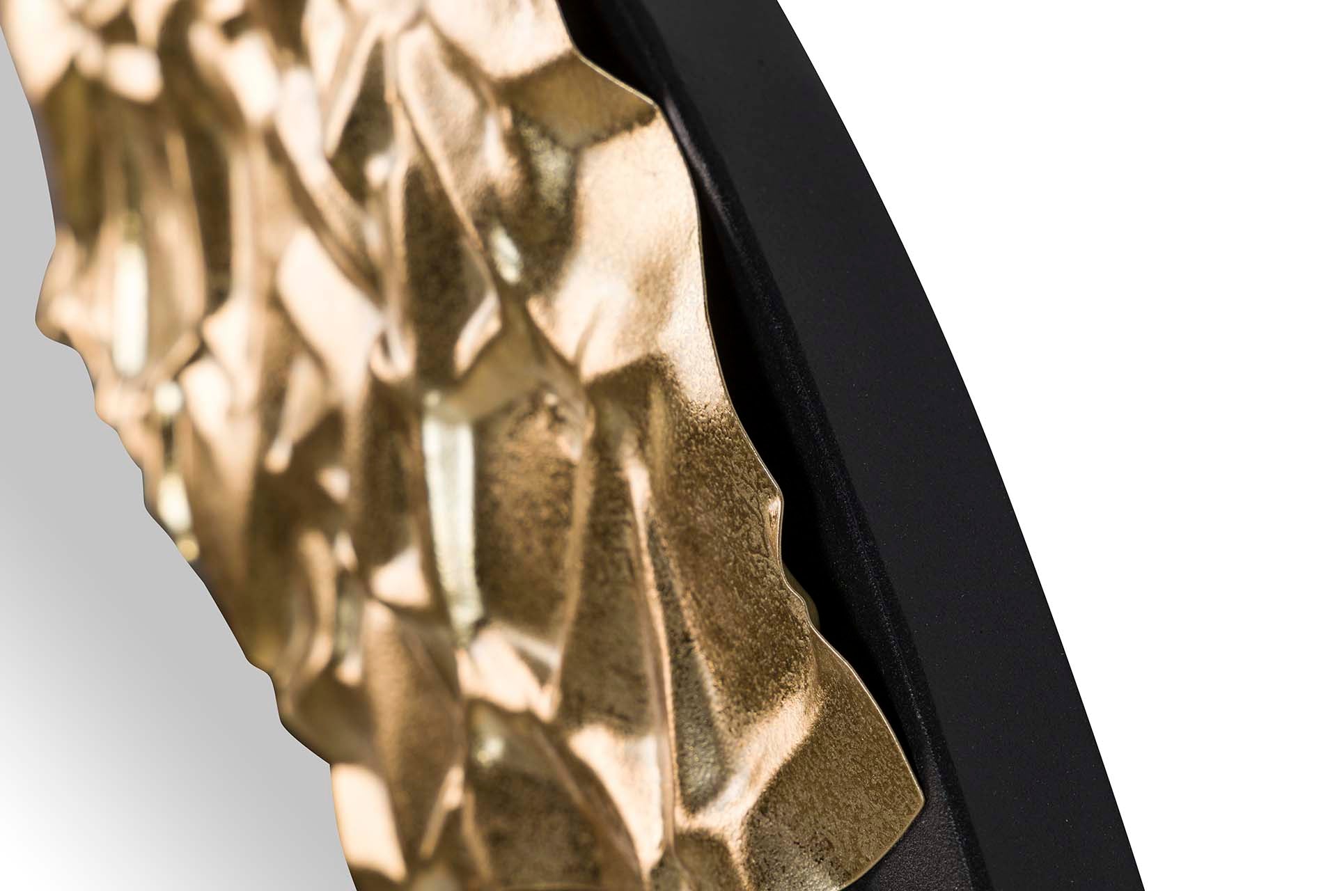 ESPELHO REDONDO DE METAL PRETO DOURADO 70x3x70 CM