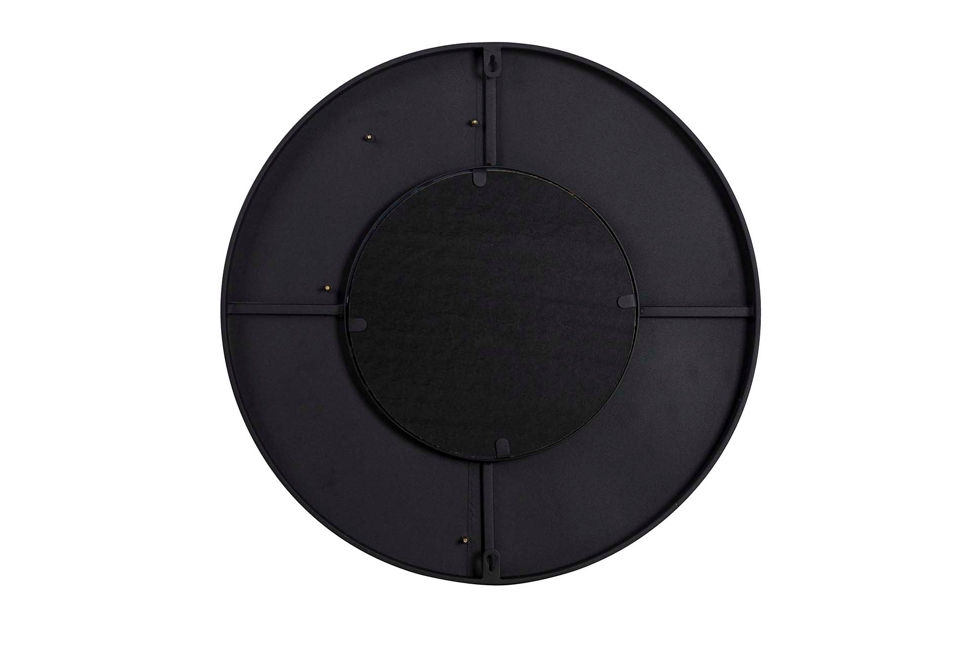ESPELHO REDONDO DE METAL PRETO DOURADO 70x3x70 CM