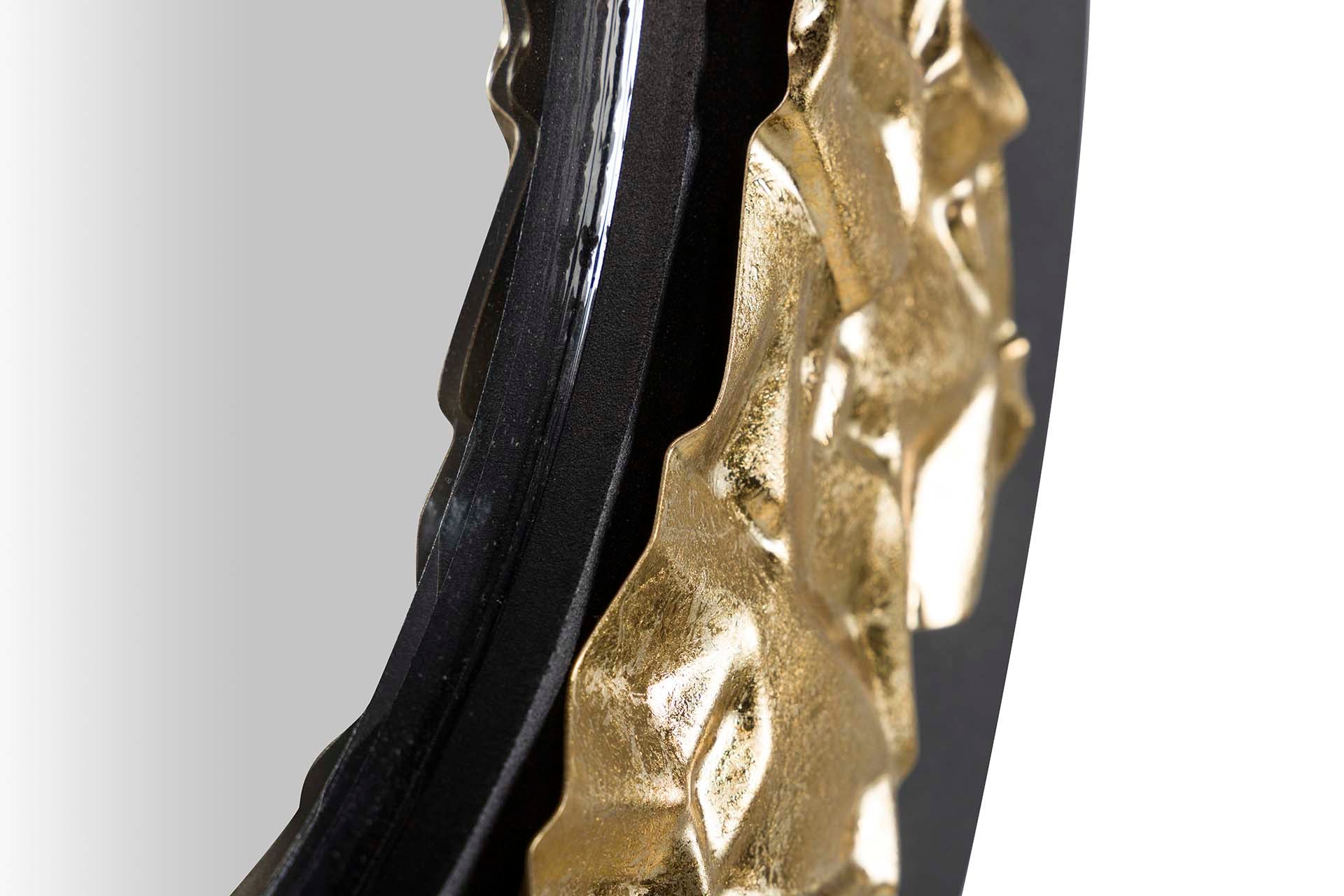 ESPELHO REDONDO DE METAL PRETO DOURADO 50x3x50 CM