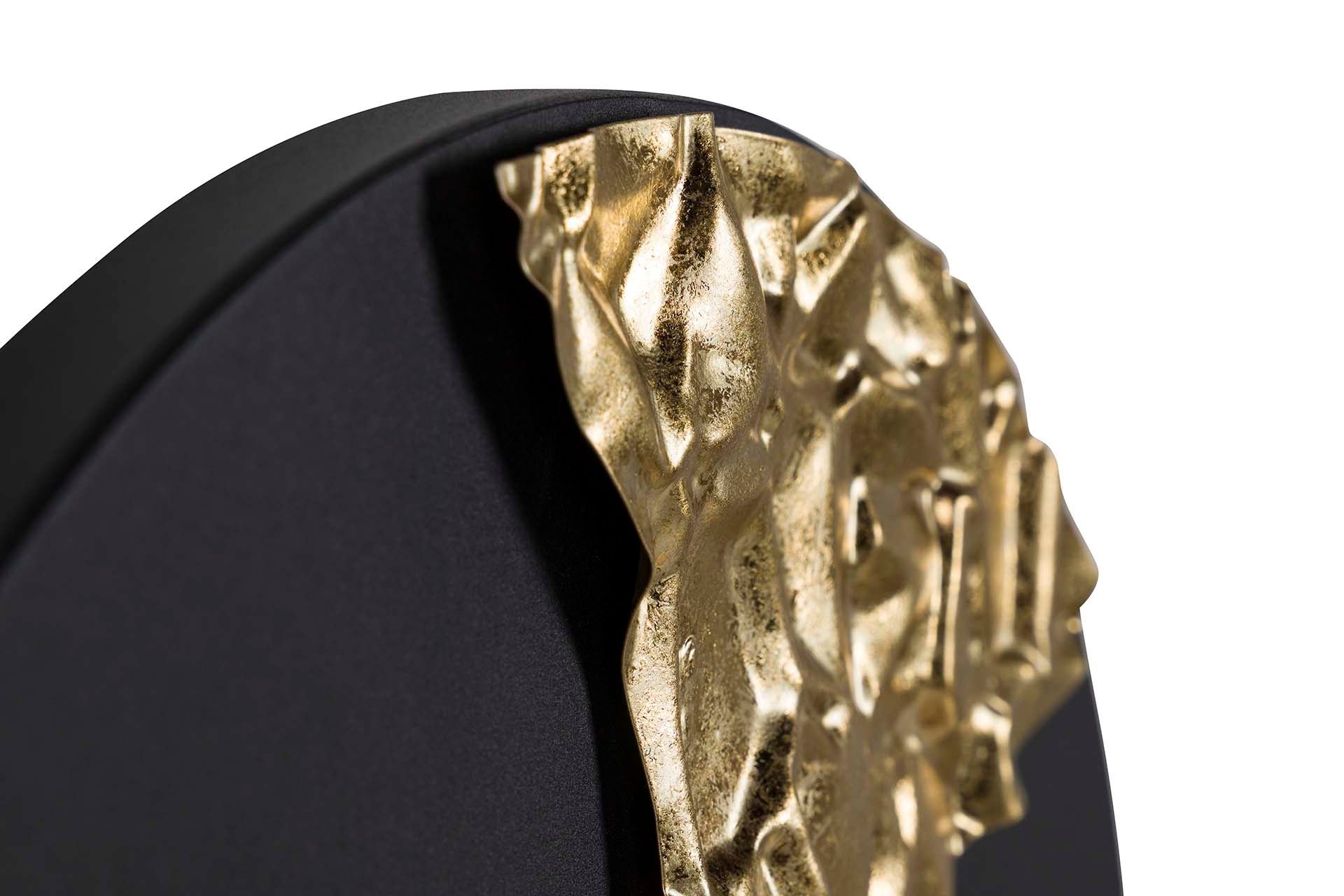 ESPELHO REDONDO DE METAL PRETO DOURADO 50x3x50 CM