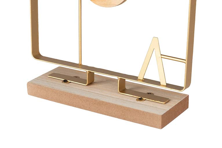 RELOJ SOBREMESA METAL MADERA 23x7x28,5 CM