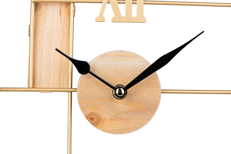 RELOJ SOBREMESA METAL MADERA 23x7x28,5 CM