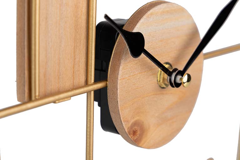 RELOJ SOBREMESA METAL MADERA 23x7x28,5 CM