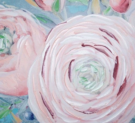 S/2 cuadros 60*60*3 flores rosas tonos claros