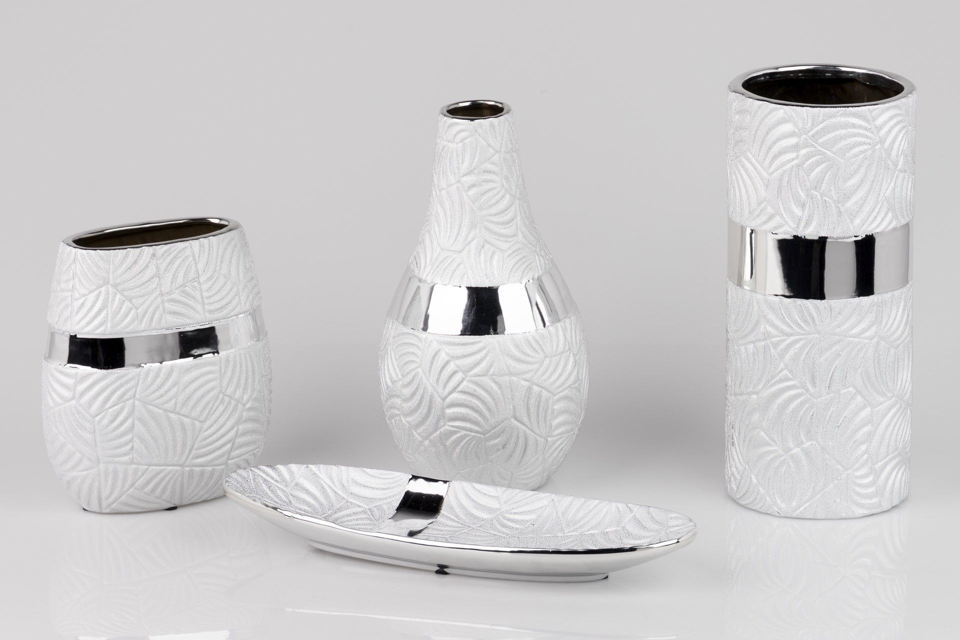 JARRON CERAMICA PLATEADO 15x15x28 CM