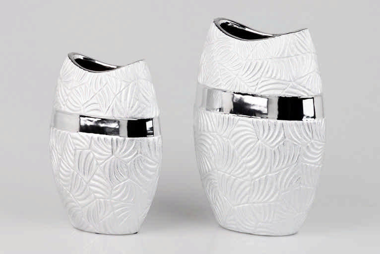 JARRON CERAMICA PLATEADA 18x10x26 CM