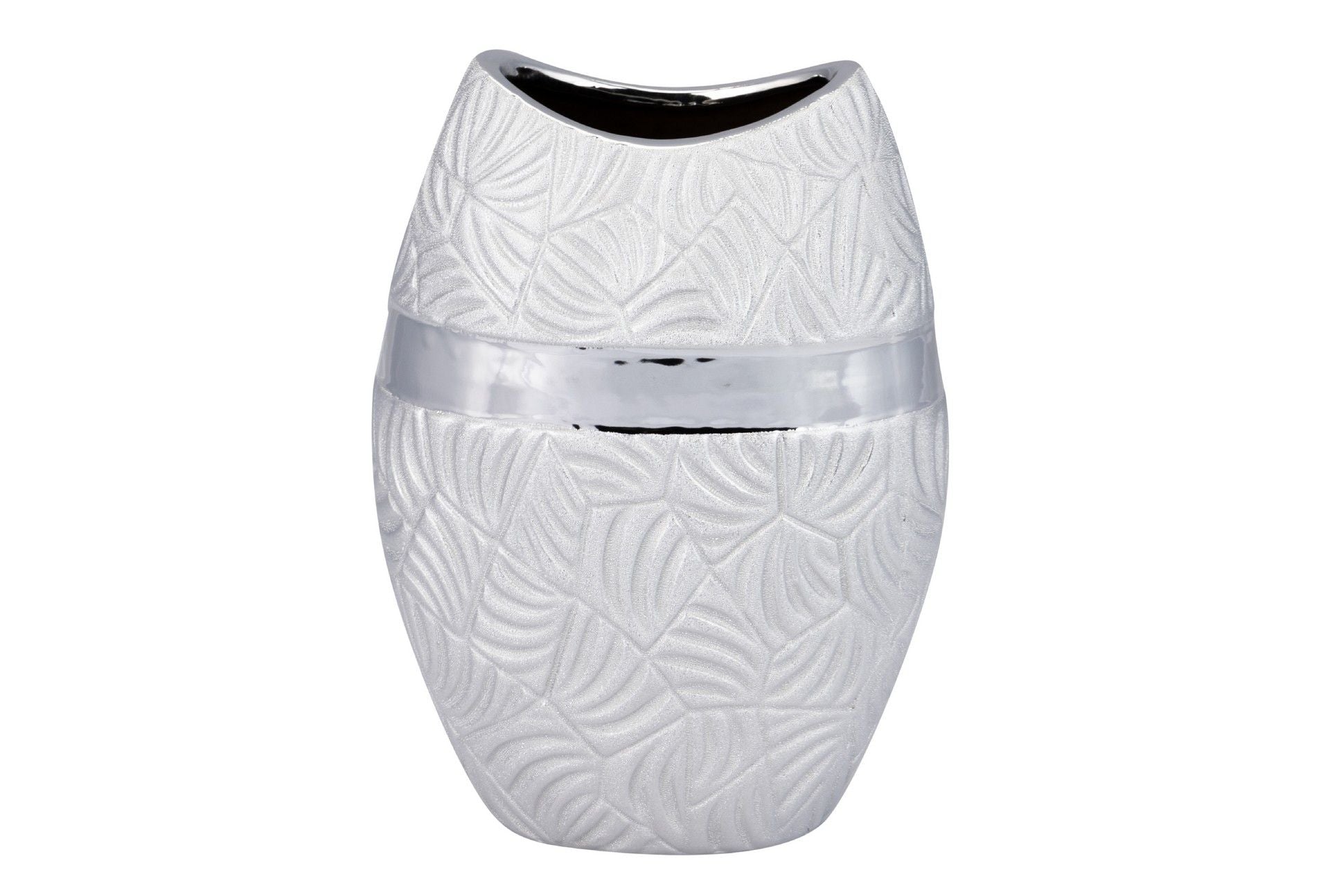 JARRON CERAMICA PLATEADA 18x10x26 CM