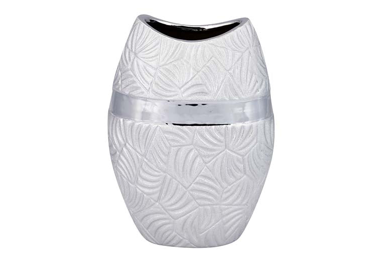 SILVER CERAMIC VASE 18x10x26 CM