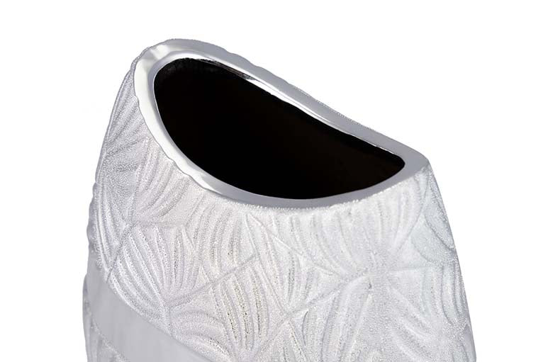 SILVER CERAMIC VASE 18x10x26 CM