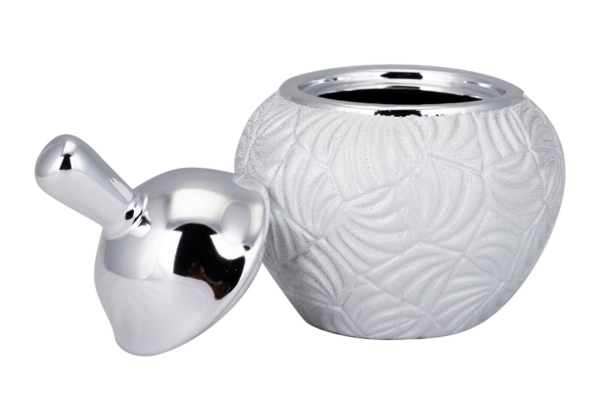 SILVER CERAMIC CANDY BOX 16x16x20 CM