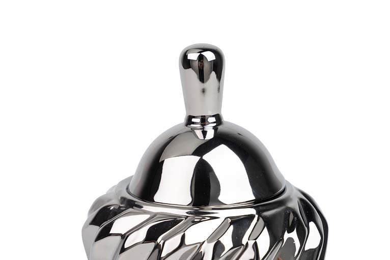 SILVER CERAMIC CANDY BOX 16x16x20 CM