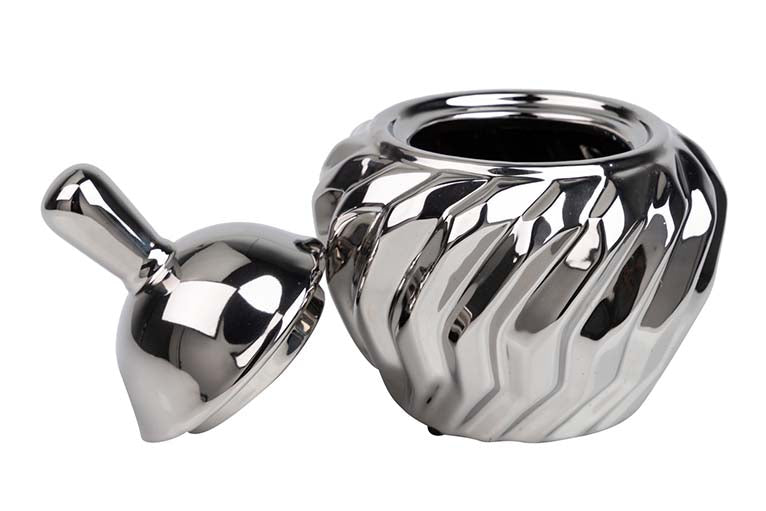 SILVER CERAMIC CANDY BOX 16x16x20 CM