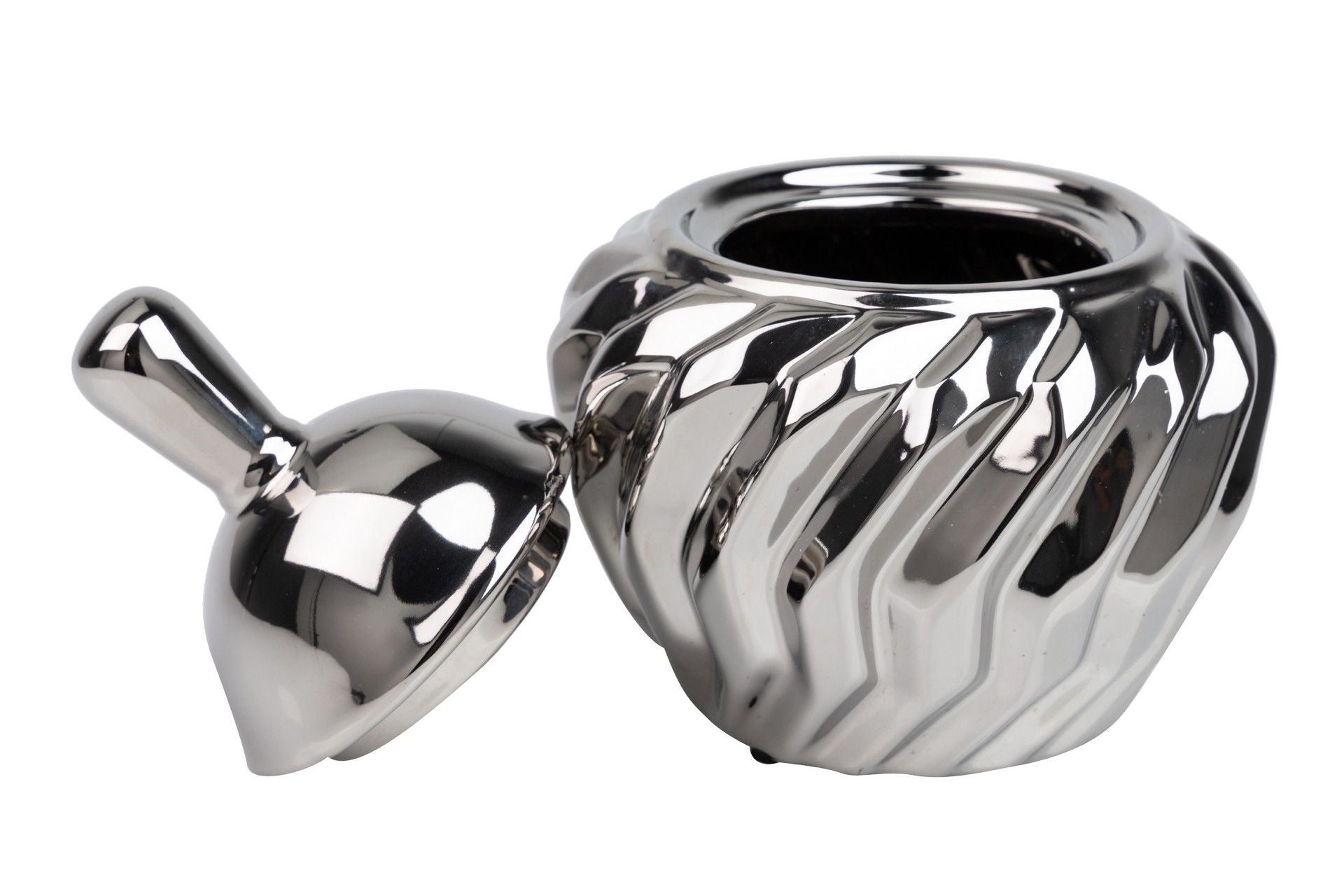 SILVER CERAMIC CANDY BOX 16x16x20 CM