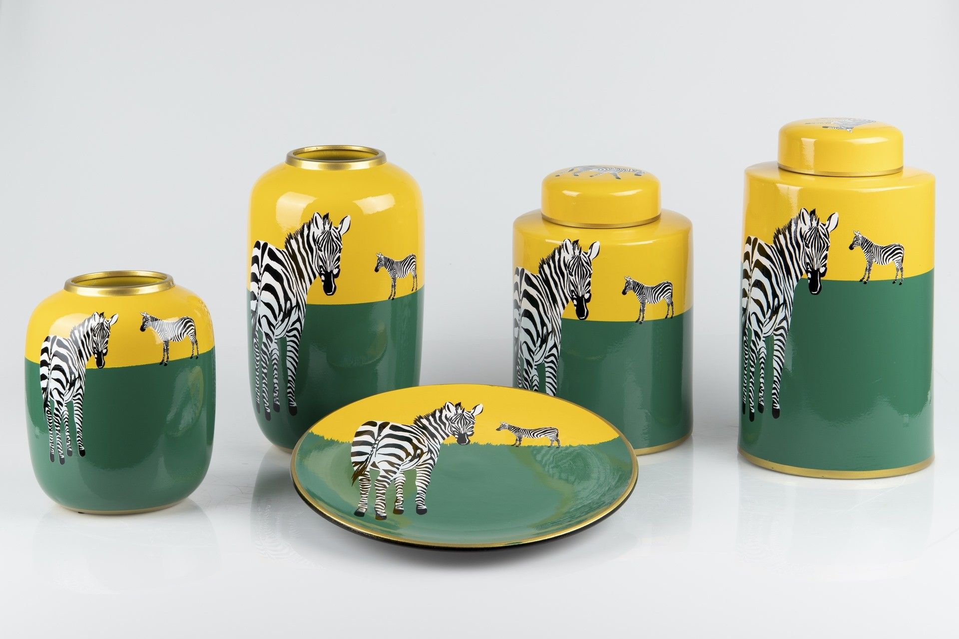 JARRON CERAMICA CEBRA AMARILLO VERDE 17x17x21 CM