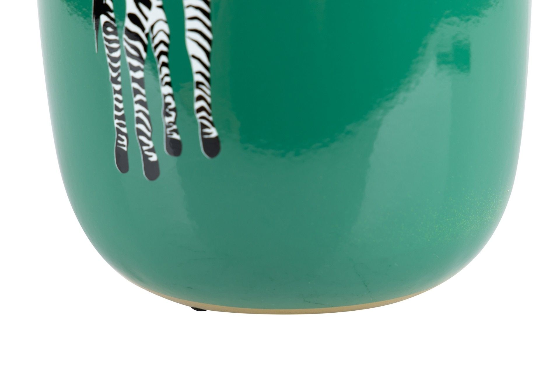 YELLOW GREEN ZEBRA CERAMIC VASE 17x17x21 CM