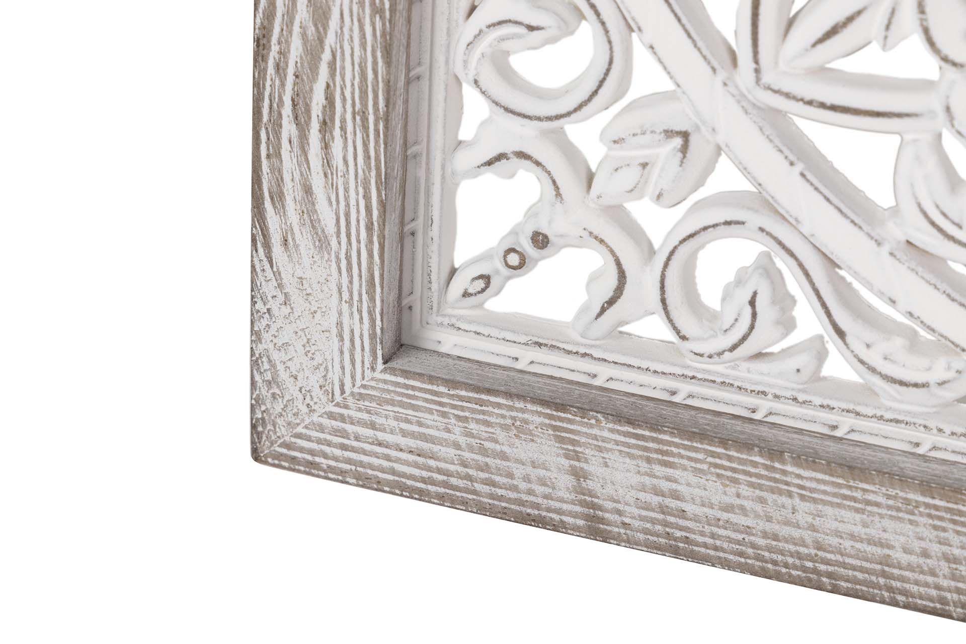 CUADRO MADERA CALADA BLANCO 43x3x43 CM