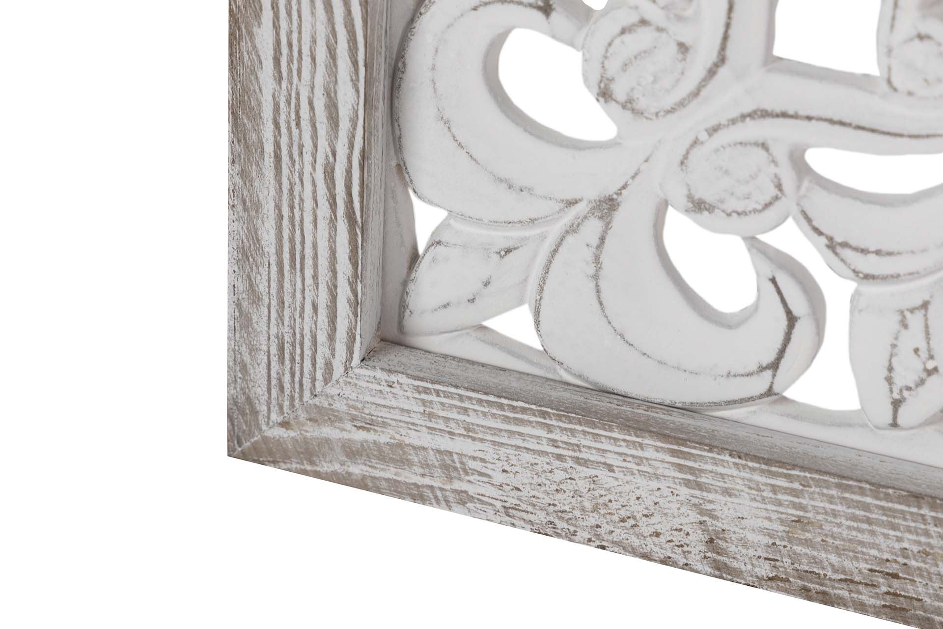 CUADRO MADERA CALADA BLANCO 39x3x39 CM