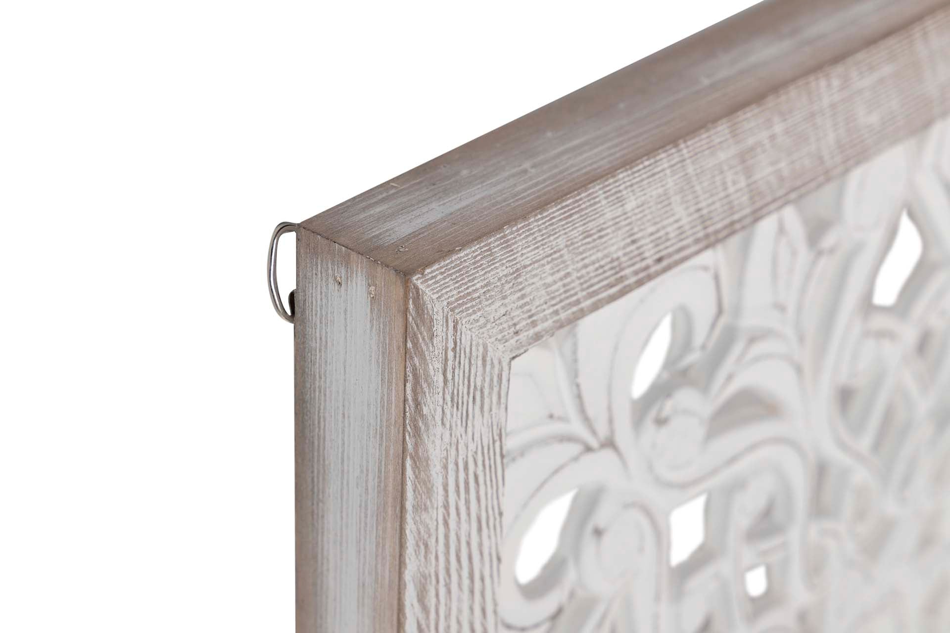 CUADRO MADERA CALADA BLANCO 39x3x39 CM
