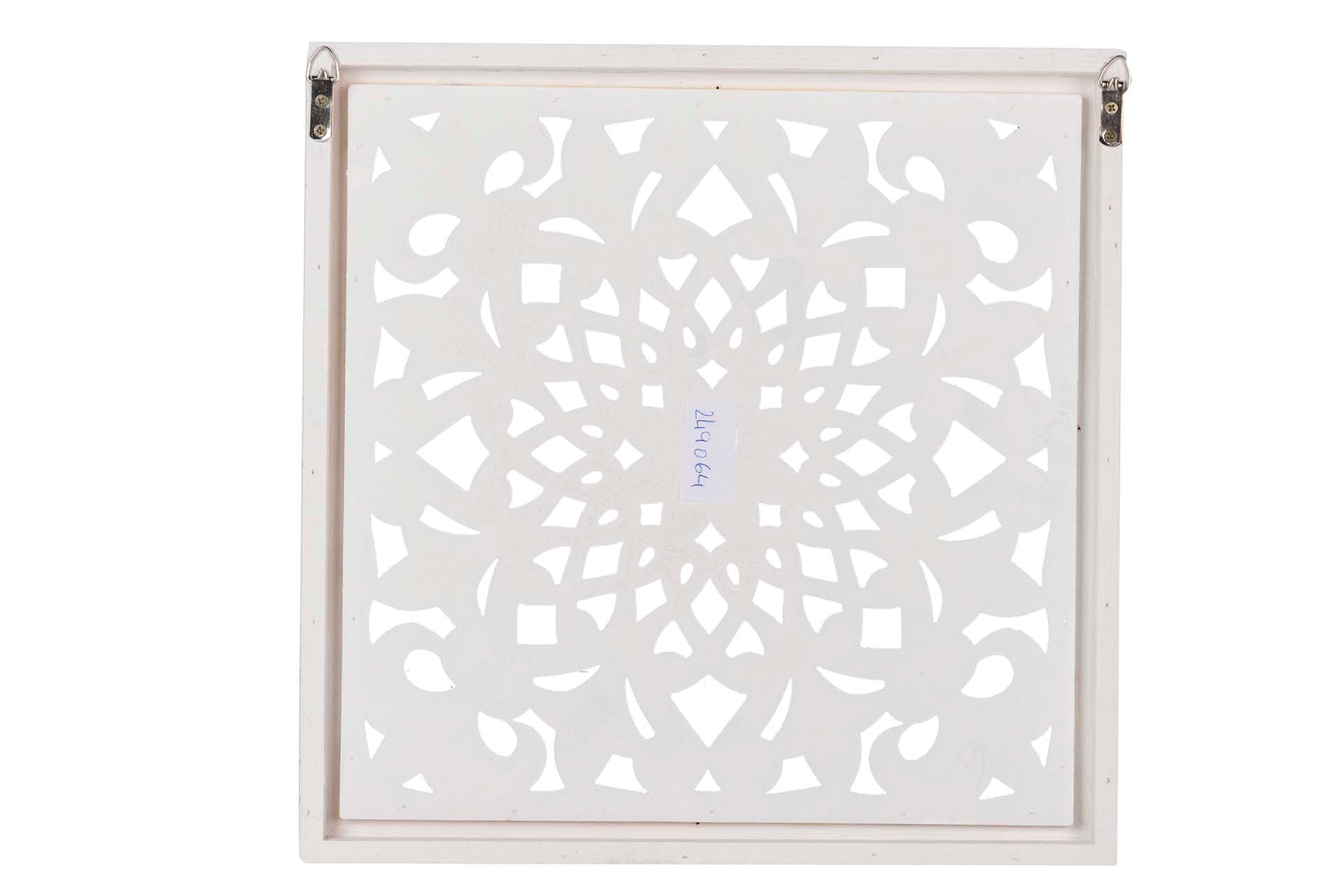 CUADRO MADERA CALADA BLANCO 39x3x39 CM