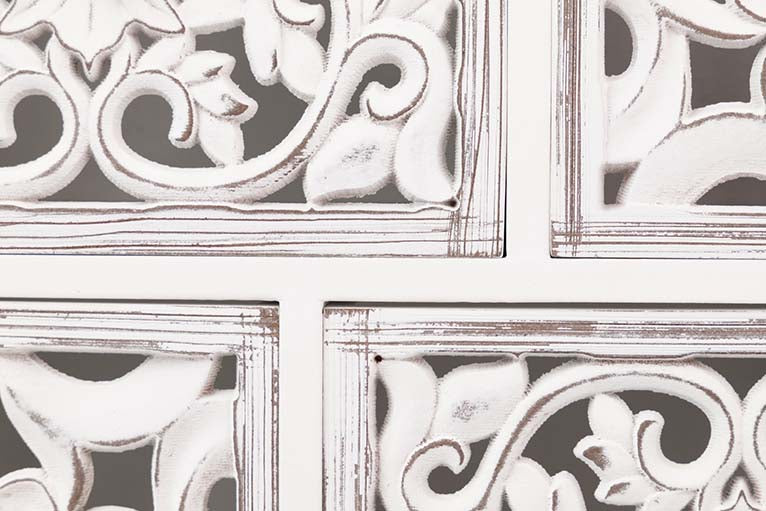 WHITE OPENWORK WOODEN JEWELRY BOX 30x7x30 CM