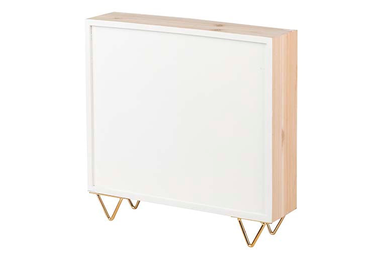 WHITE OPENWORK WOODEN JEWELRY BOX 30x7x30 CM