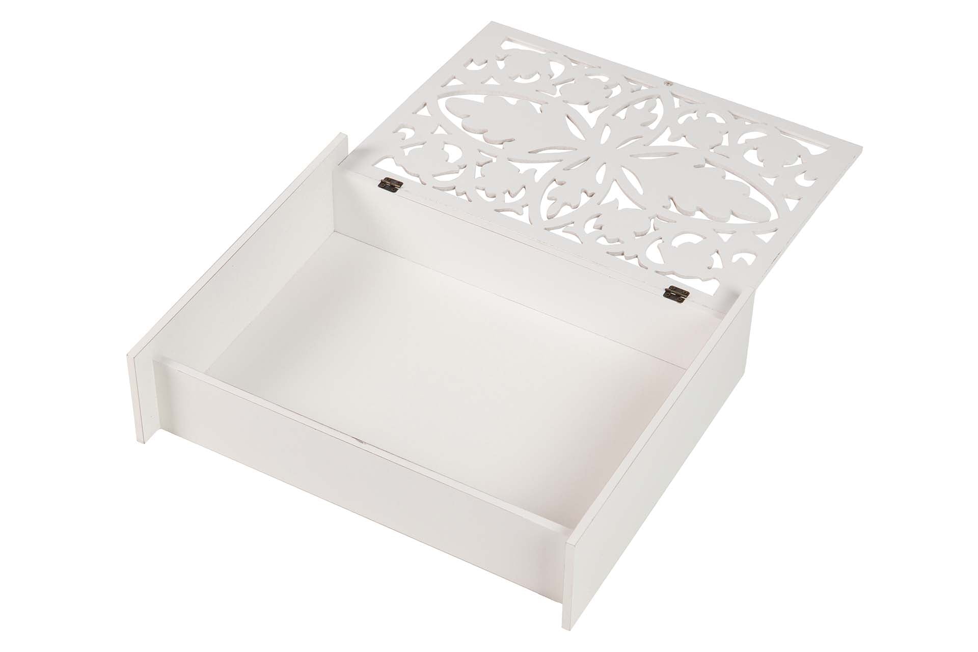 CAJA MADERA CALADA BLANCA 32x10x40 CM