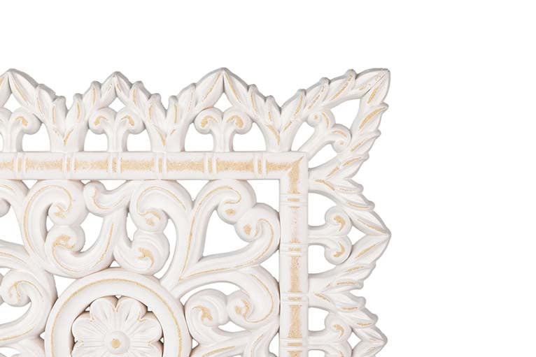 ADORNO MESA MADERA CALADA BLANCA 40x8x48 CM