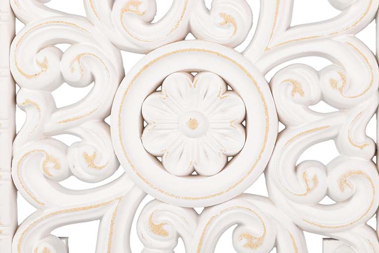 WHITE OPENWORK WOODEN TABLE ORNAMENT 40x8x48 CM