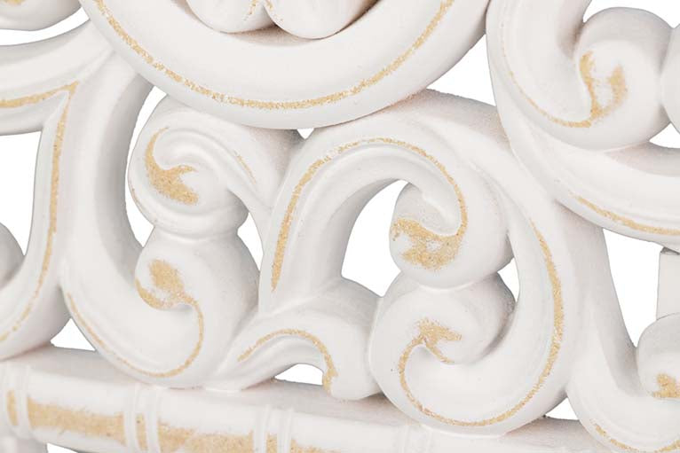 WHITE OPENWORK WOODEN TABLE ORNAMENT 40x8x48 CM