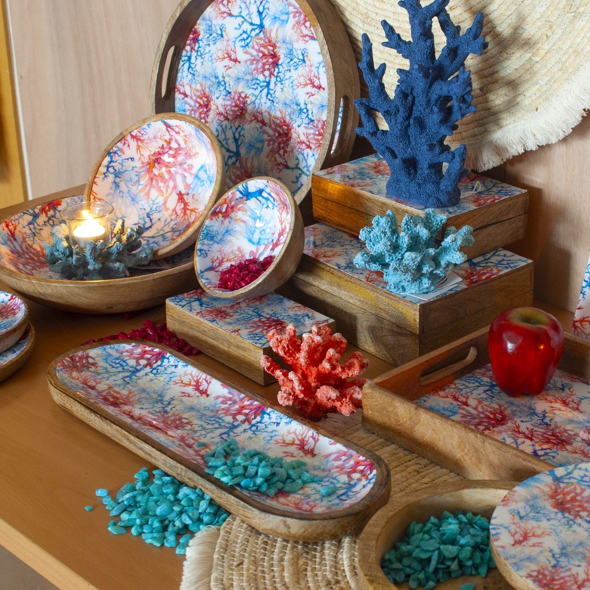 Coral Oval Tray