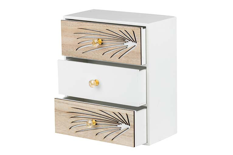 JEWELRY BOX 3 DRAWERS WOOD SIZE 24x12x29 CM