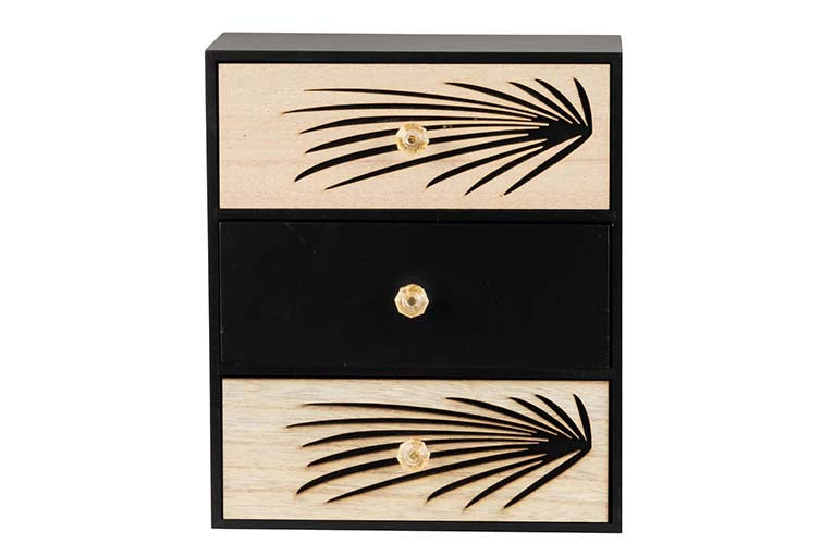 JEWELRY BOX 3 DRAWERS WOOD SIZE 24x12x29 CM