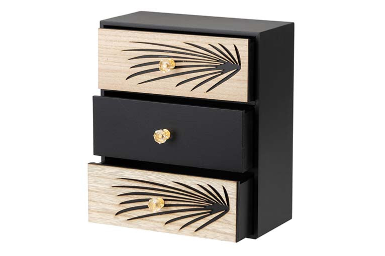 JEWELRY BOX 3 DRAWERS WOOD SIZE 24x12x29 CM