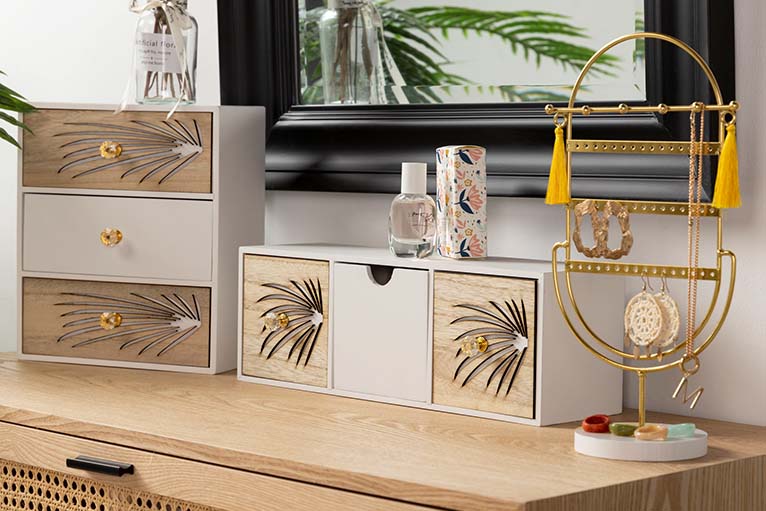 JEWELRY BOX 3 DRAWERS WOOD SIZE 40x12x14 CM