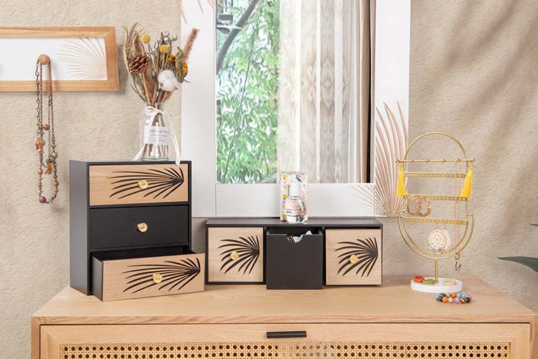 JEWELRY BOX 3 DRAWERS WOOD SIZE 40x12x14 CM