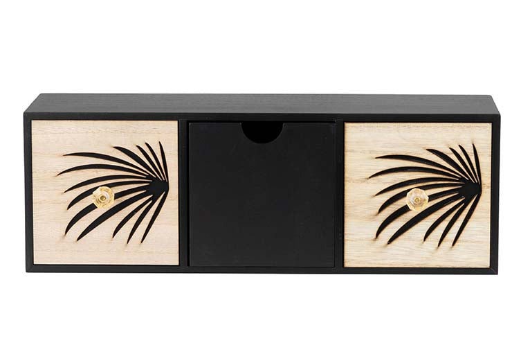 JEWELRY BOX 3 DRAWERS WOOD SIZE 40x12x14 CM