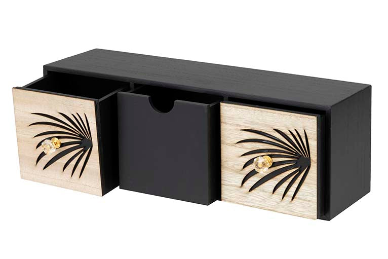 JEWELRY BOX 3 DRAWERS WOOD SIZE 40x12x14 CM