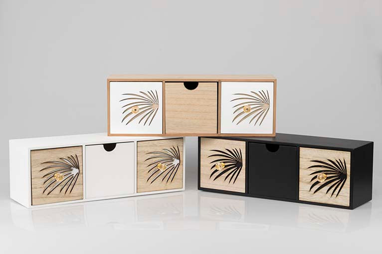 JEWELRY BOX 3 DRAWERS WOOD SIZE 40x12x14 CM