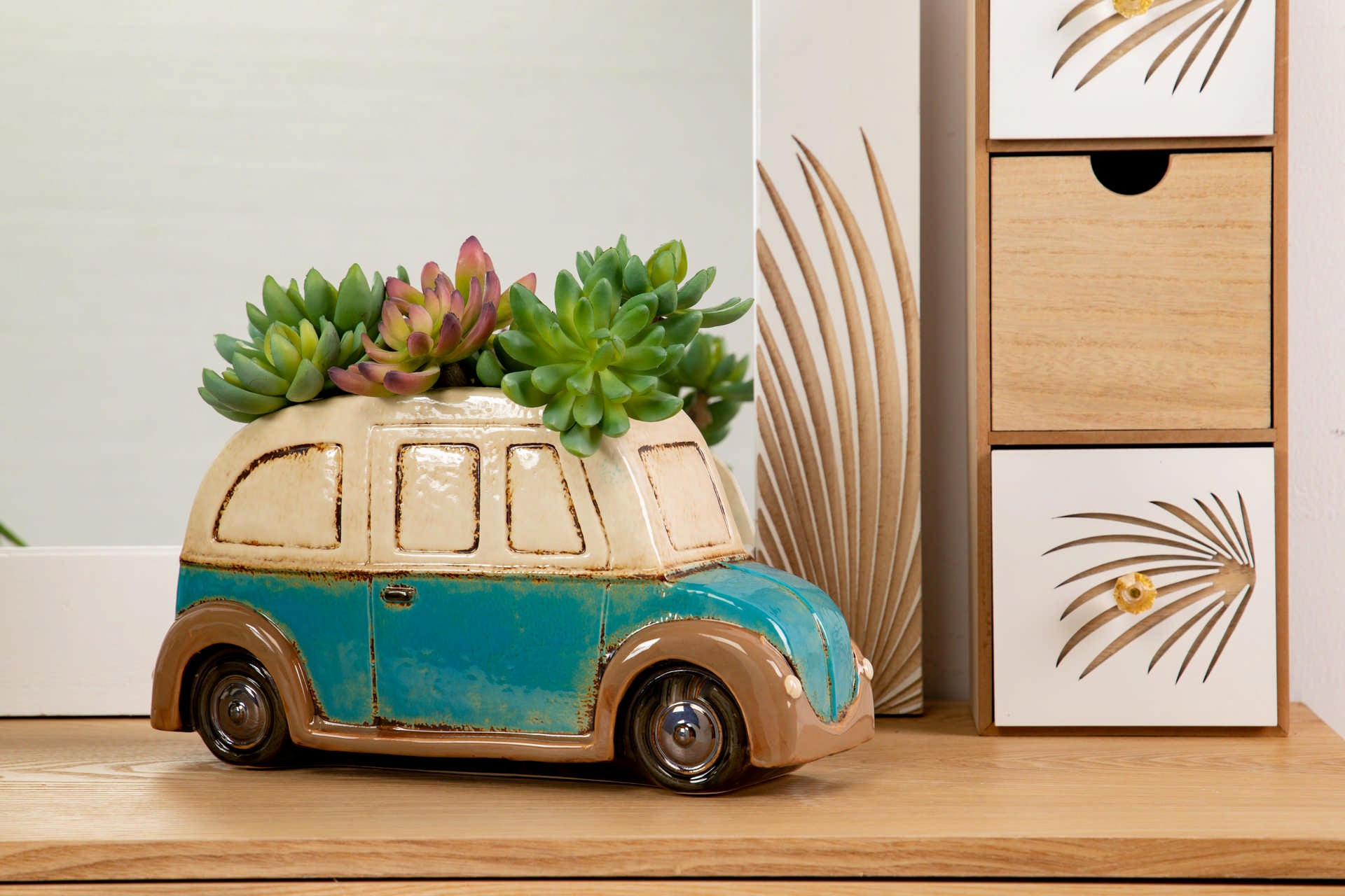 COCHE CERAMICA CON MACETERO 31x11x17 CM