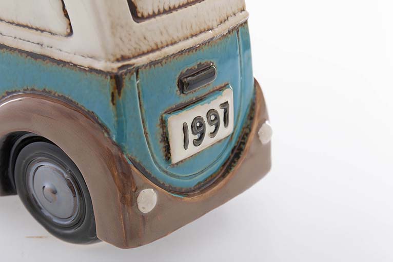 Carro de cerâmica com vaso de flores 31x11x17 cm