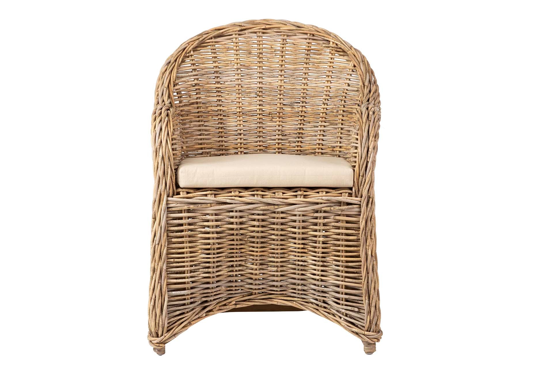 POLTRONA COM ALMOFADA BEGE RATTAN NATURAL 60x57x85 CM