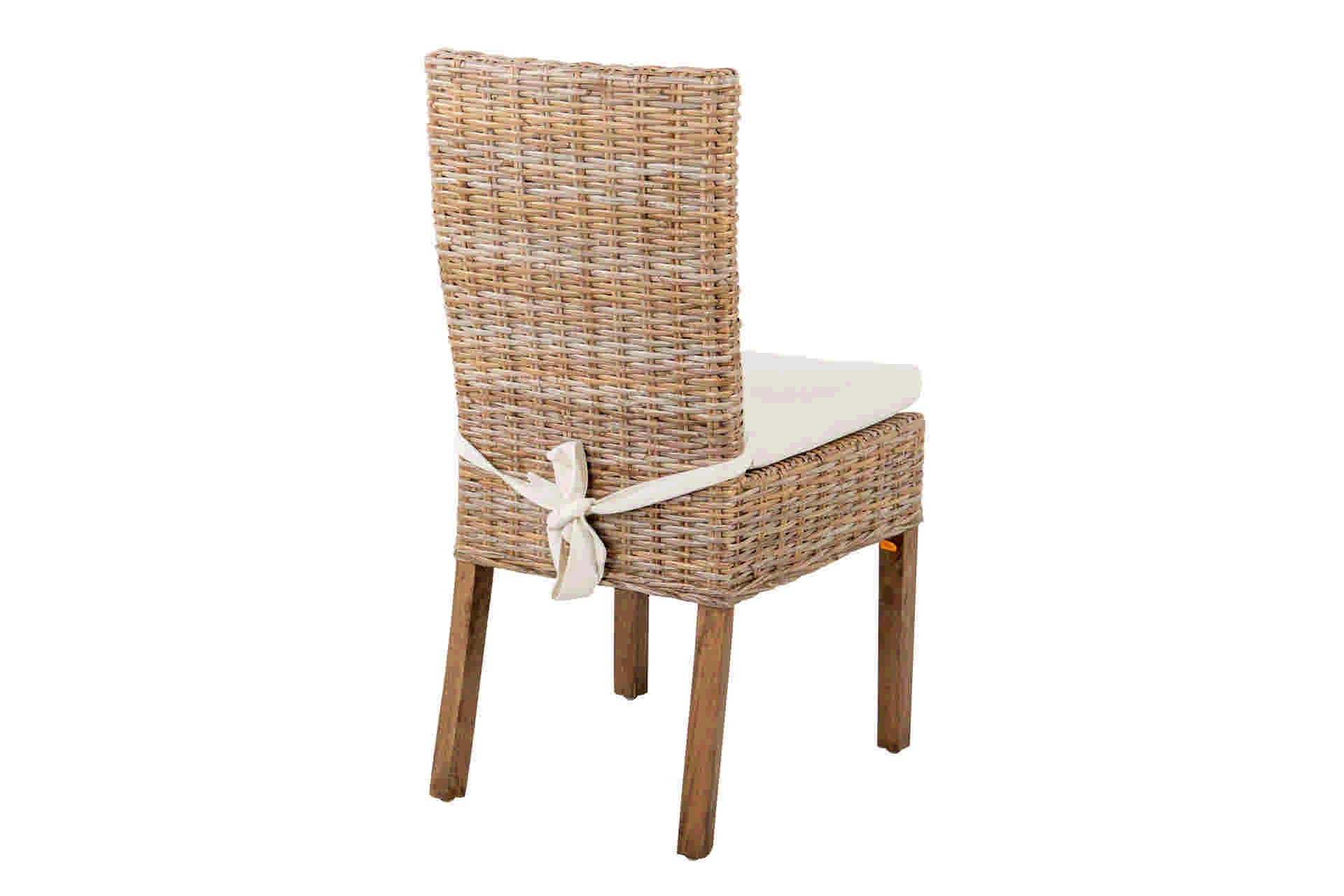 CADEIRA DE RATAN DE LINHO DE MADEIRA BEGE NATURAL 53x48x98 CM