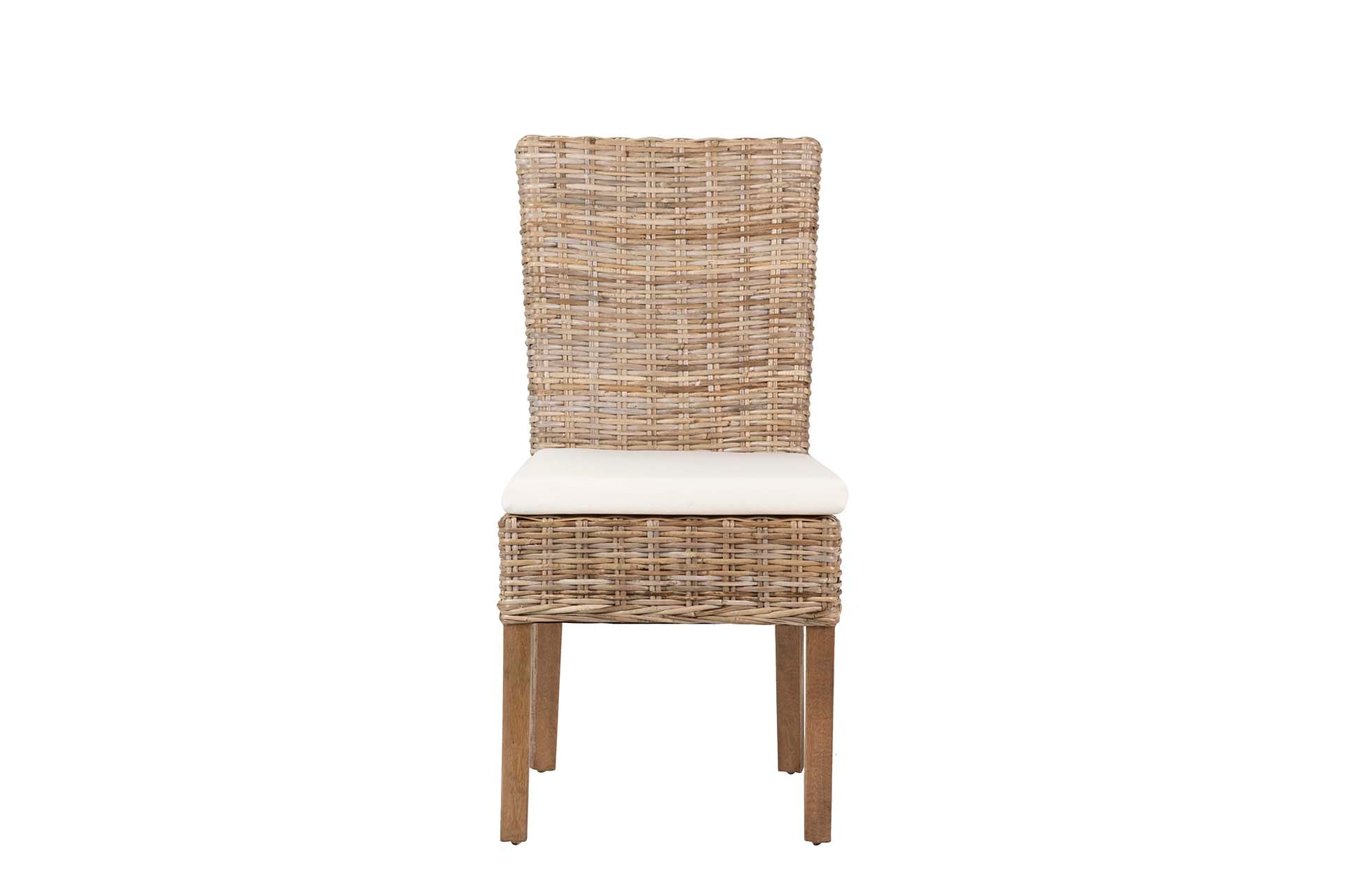 CADEIRA DE RATAN DE LINHO DE MADEIRA BEGE NATURAL 53x48x98 CM