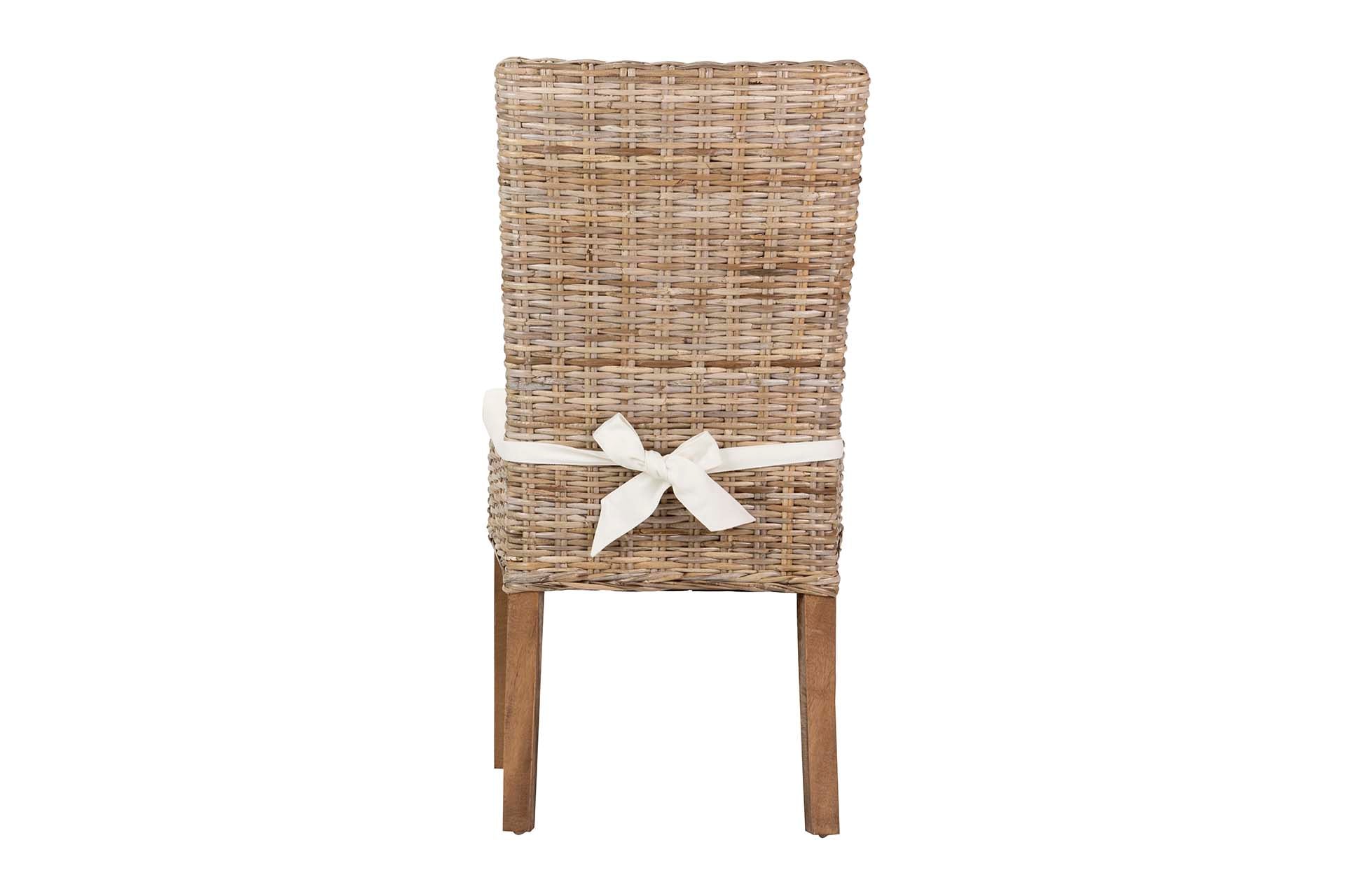 CADEIRA DE RATAN DE LINHO DE MADEIRA BEGE NATURAL 53x48x98 CM