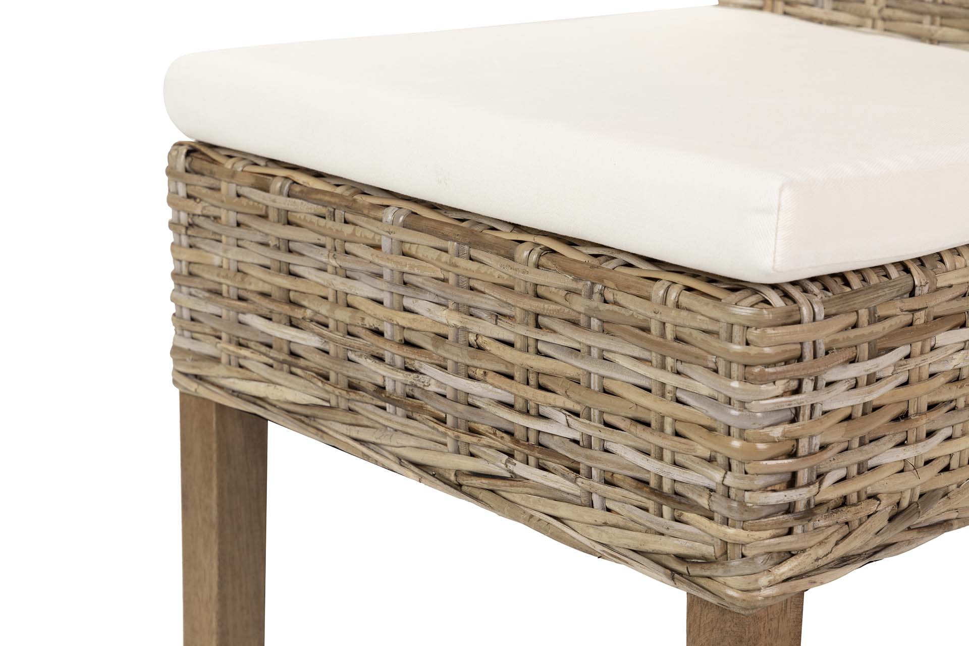 CADEIRA DE RATAN DE LINHO DE MADEIRA BEGE NATURAL 53x48x98 CM