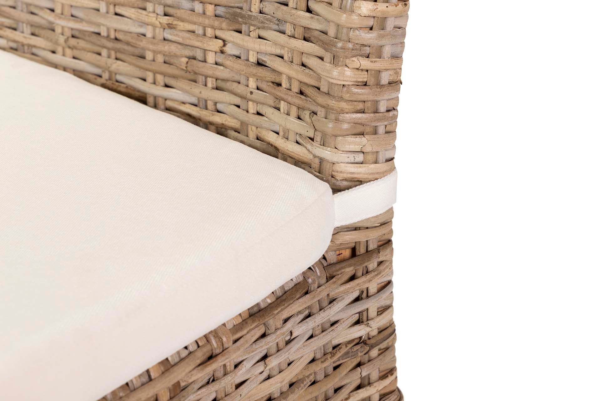 CADEIRA DE RATAN DE LINHO DE MADEIRA BEGE NATURAL 53x48x98 CM