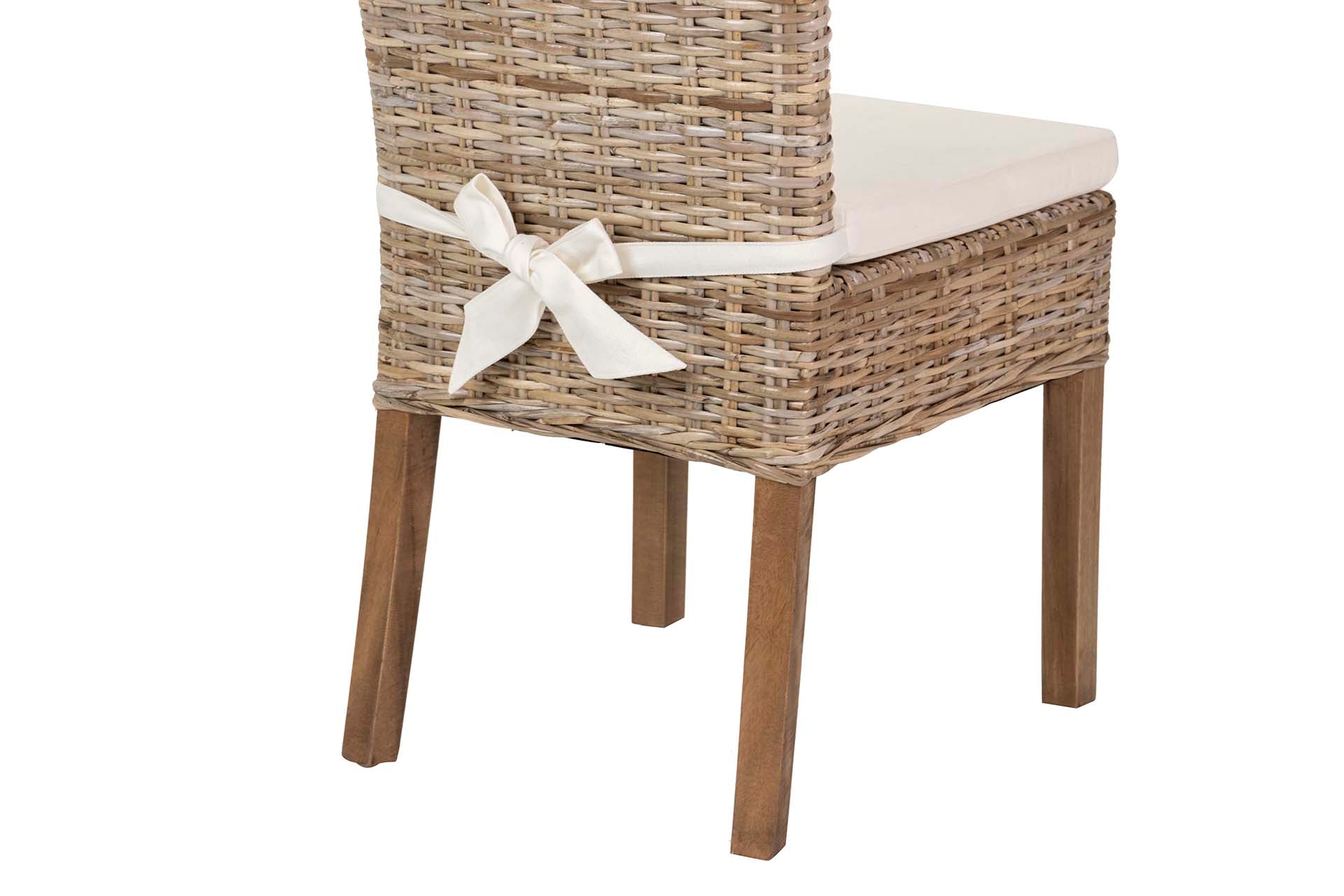 CADEIRA DE RATAN DE LINHO DE MADEIRA BEGE NATURAL 53x48x98 CM