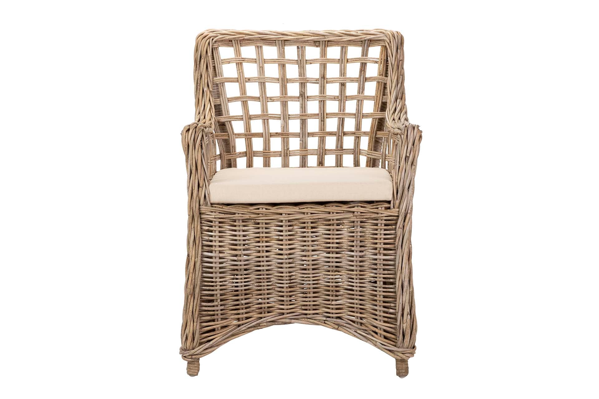ARMCHAIR WITH BROWN RATTAN CUSHION 64x62x87 CM