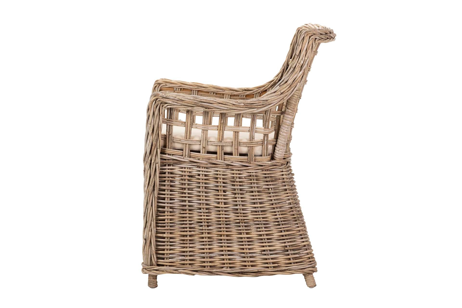BUTACA CON COJIN RATAN MARRON 63x60x84 CM