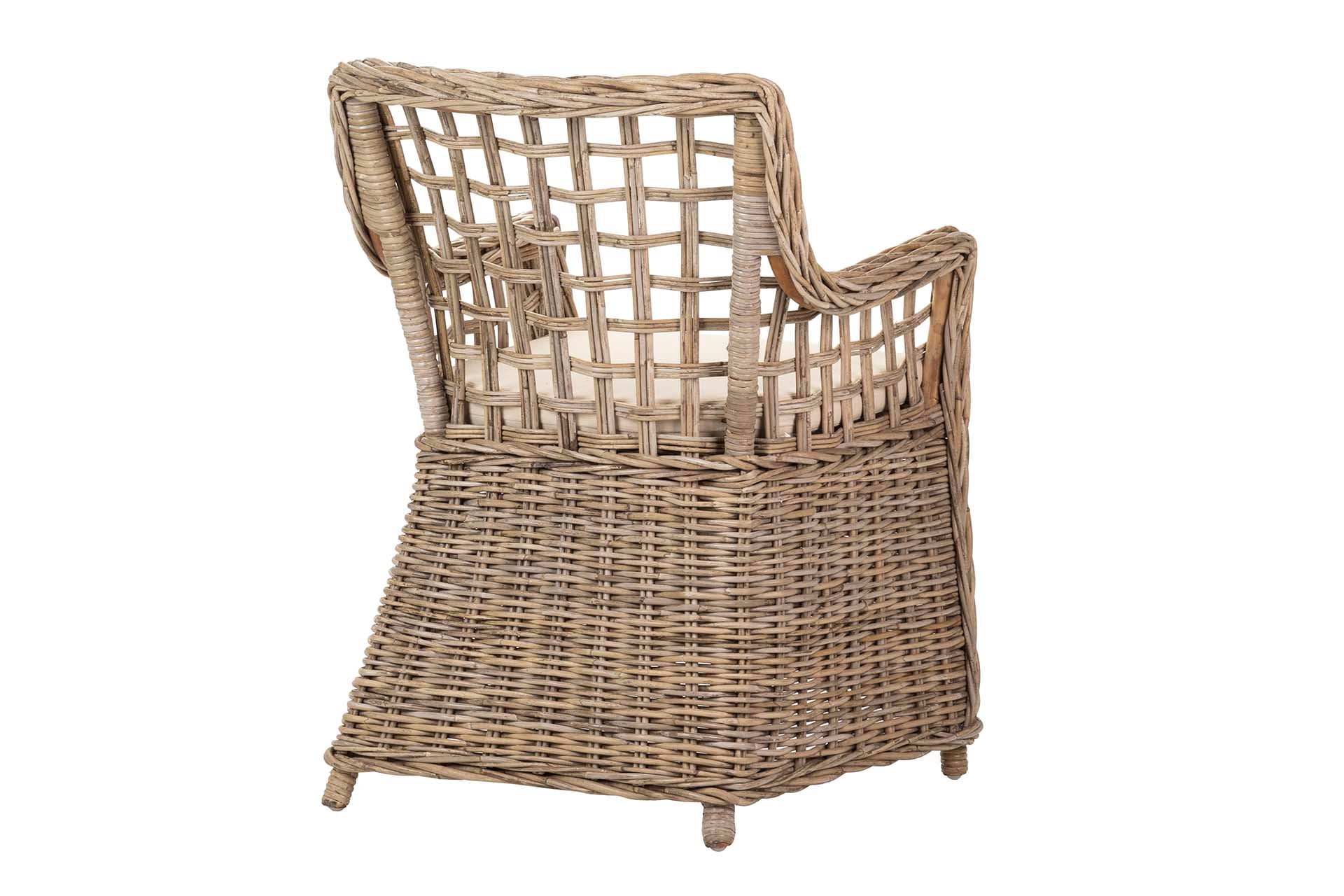 BUTACA CON COJIN RATAN MARRON 63x60x84 CM